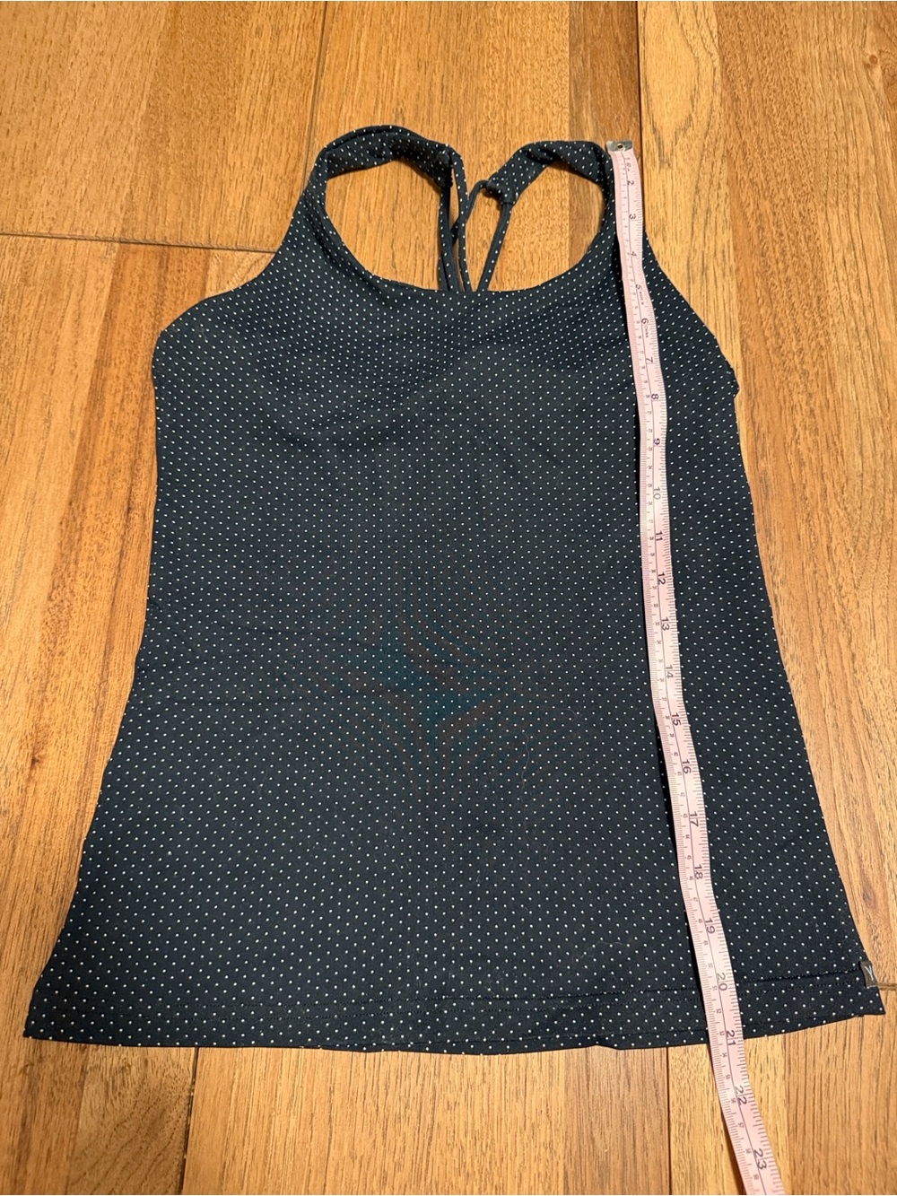 Yogabela Black Micro Dot Built-In Bra Tank Top Small